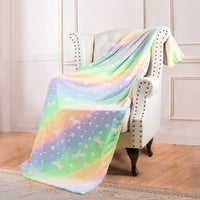 HKM-022355 Double-Sided Fluorescent Flannel Blanket - Soft Polyester, 152x127CM, Multiple Color Designs Available