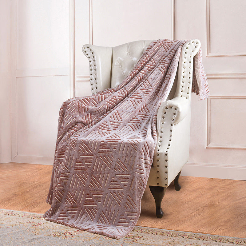 HKM-022355 Double-Sided Fluorescent Flannel Blanket - Soft Polyester, 152x127CM, Multiple Color Designs Available