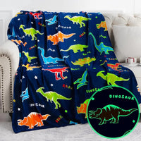 HKM-022355 Double-Sided Fluorescent Flannel Blanket - Soft Polyester, 152x127CM, Multiple Color Designs Available