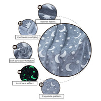HKM-022355 Double-Sided Fluorescent Flannel Blanket - Soft Polyester, 152x127CM, Multiple Color Designs Available