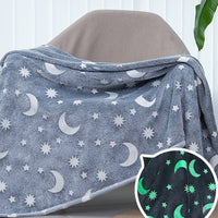 HKM-022355 Double-Sided Fluorescent Flannel Blanket - Soft Polyester, 152x127CM, Multiple Color Designs Available