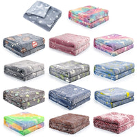 HKM-022355 Double-Sided Fluorescent Flannel Blanket - Soft Polyester, 152x127CM, Multiple Color Designs Available
