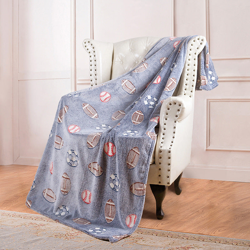 HKM-022355 Double-Sided Fluorescent Flannel Blanket - Soft Polyester, 152x127CM, Multiple Color Designs Available