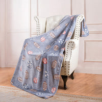 HKM-022355 Double-Sided Fluorescent Flannel Blanket - Soft Polyester, 152x127CM, Multiple Color Designs Available
