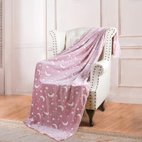 HKM-022355 Double-Sided Fluorescent Flannel Blanket - Soft Polyester, 152x127CM, Multiple Color Designs Available