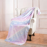 HKM-022355 Double-Sided Fluorescent Flannel Blanket - Soft Polyester, 152x127CM, Multiple Color Designs Available