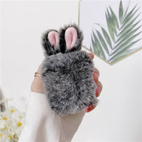 HKM-022419 Cute Pink Rabbit Plush Silicone AirPods Protective Cover for Pro/3rd Generation and 1st/2nd Generation