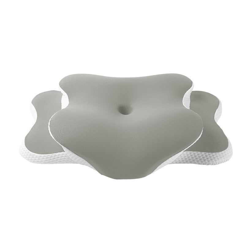 HKM-022483 Butterfly Shaped Cervical Support Memory Foam Pillow in Dark Gray, Bean Green, and Lavender Purple