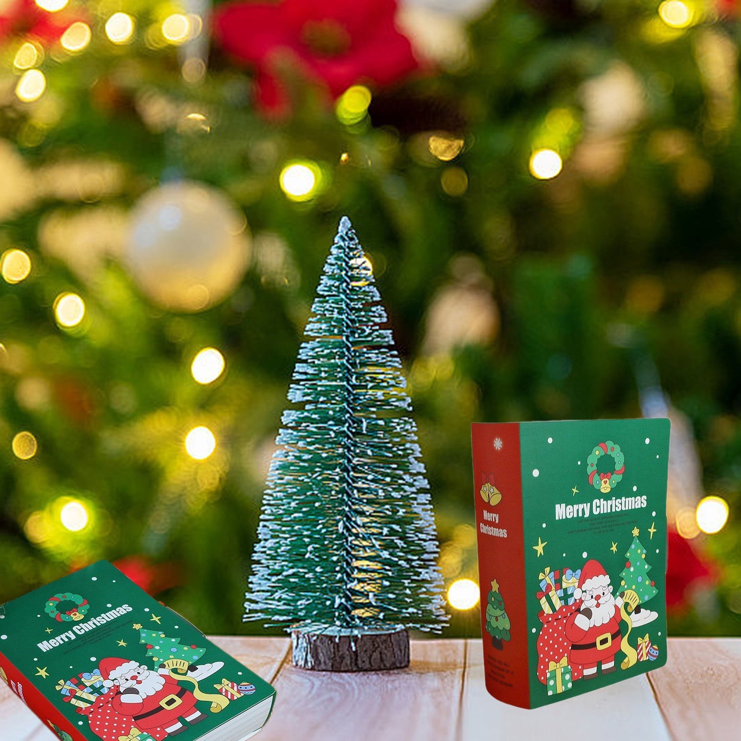 HKM-022483 Christmas Treat Boxes - 10 Pcs Book-Shaped Cartoon Candy Boxes for Holiday Celebrations and Gifts