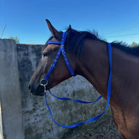 HKM-022547 Durable Horse Halter with Rope - Available in Black, Blue, and Red for Ponies and Large Horses