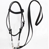 HKM-022547 Durable Horse Halter with Rope - Available in Black, Blue, and Red for Ponies and Large Horses