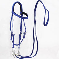 HKM-022547 Durable Horse Halter with Rope - Available in Black, Blue, and Red for Ponies and Large Horses