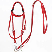 HKM-022547 Durable Horse Halter with Rope - Available in Black, Blue, and Red for Ponies and Large Horses