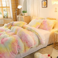 HKM-022675 Mink Velvet Four-Piece Bedding Set with Hidden Zipper and Corner Straps