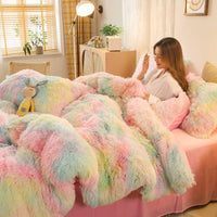 HKM-022675 Mink Velvet Four-Piece Bedding Set with Hidden Zipper and Corner Straps