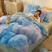 HKM-022675 Mink Velvet Four-Piece Bedding Set with Hidden Zipper and Corner Straps