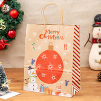 HKM-022803 Christmas Gift Bag Set with Santas, Christmas Trees, and Lanterns in Kraft Paper - S, M, L Sizes Available