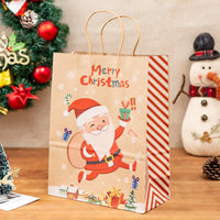 HKM-022803 Christmas Gift Bag Set with Santas, Christmas Trees, and Lanterns in Kraft Paper - S, M, L Sizes Available
