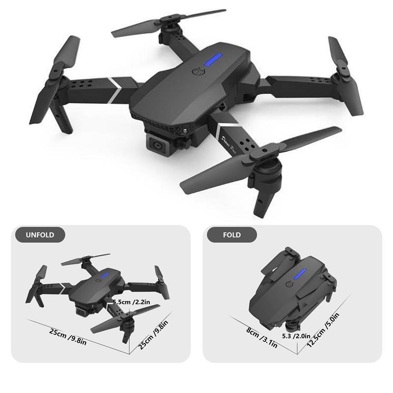HKM-022867 Remote-Controlled E88 Drone with Dual Cameras and Extra Batteries