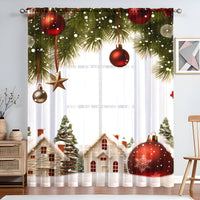 HKM-023059 Christmas Series Polyester Window Screen - Half Shade Digital Print, Various Sizes