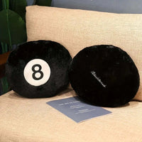 HKM-023315 Black Billiards Plush Pillow Toy Cushion for Sofa, 35cm