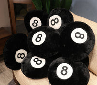 HKM-023315 Black Billiards Plush Pillow Toy Cushion for Sofa, 35cm