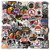 HKM-023379 Bicycle Doodle Stickers - Self-Adhesive Series with 50 Strong Adhesion Cycling Designs