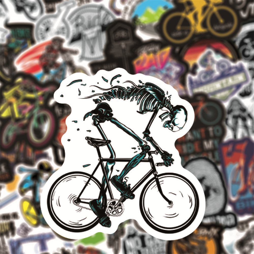 HKM-023379 Bicycle Doodle Stickers - Self-Adhesive Series with 50 Strong Adhesion Cycling Designs