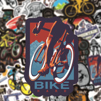 HKM-023379 Bicycle Doodle Stickers - Self-Adhesive Series with 50 Strong Adhesion Cycling Designs