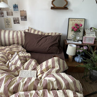 HKM-023507 Artistic Striped Cotton Four-Piece Bedding Set for Multiple Bed Sizes