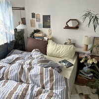 HKM-023507 Artistic Striped Cotton Four-Piece Bedding Set for Multiple Bed Sizes