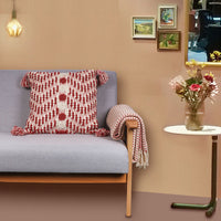 HKM-023571 Cotton Tassel Pillow Cover in Red - Modern Nordic Style Cushion
