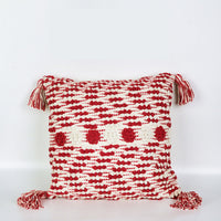 HKM-023571 Cotton Tassel Pillow Cover in Red - Modern Nordic Style Cushion