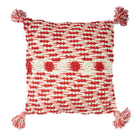 HKM-023571 Cotton Tassel Pillow Cover in Red - Modern Nordic Style Cushion