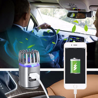 HKM-023699 2-in-1 Car Charger and Air Purifier with Dual USB Ports and Blue LED Light