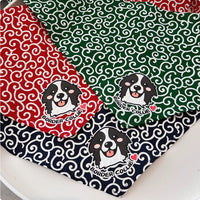HKM-023763 Tang Grass Pattern Triangle Pet Scarf for Dogs - Available in Red, Green, and Blue, Perfect for All Seasons