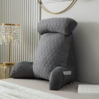 HKM-023955 Cool Silk Armrest Cushion with Lumbar Support - Comfortable Solid Color Pillows in Pink, Gray, Dark Blue, Green-Blue, and Purple
