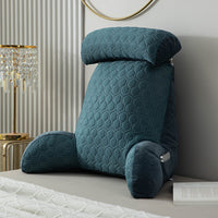 HKM-023955 Cool Silk Armrest Cushion with Lumbar Support - Comfortable Solid Color Pillows in Pink, Gray, Dark Blue, Green-Blue, and Purple