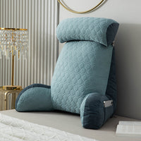HKM-023955 Cool Silk Armrest Cushion with Lumbar Support - Comfortable Solid Color Pillows in Pink, Gray, Dark Blue, Green-Blue, and Purple