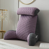 HKM-023955 Cool Silk Armrest Cushion with Lumbar Support - Comfortable Solid Color Pillows in Pink, Gray, Dark Blue, Green-Blue, and Purple