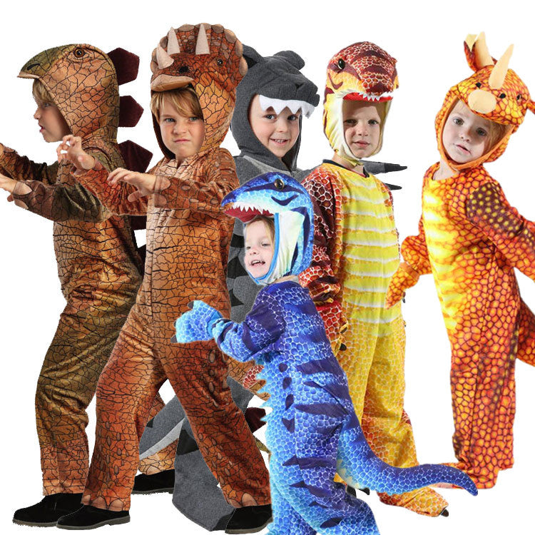 HKM-023955 Dinosaur Costume for Kids - Tyrannosaurus & Triceratops Parent-Child Cosplay Outfits for Halloween and Christmas