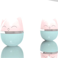 HKM-023955 Interactive Cat Feather Toy with Plastic Tumbler Design, 7x9cm, Available in Blue and Pink