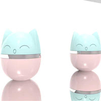 HKM-023955 Interactive Cat Feather Toy with Plastic Tumbler Design, 7x9cm, Available in Blue and Pink