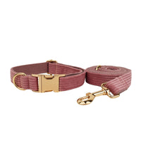 HKM-024019 Corduroy Pet Collar and Leash Set with Bow and Vest for Dogs