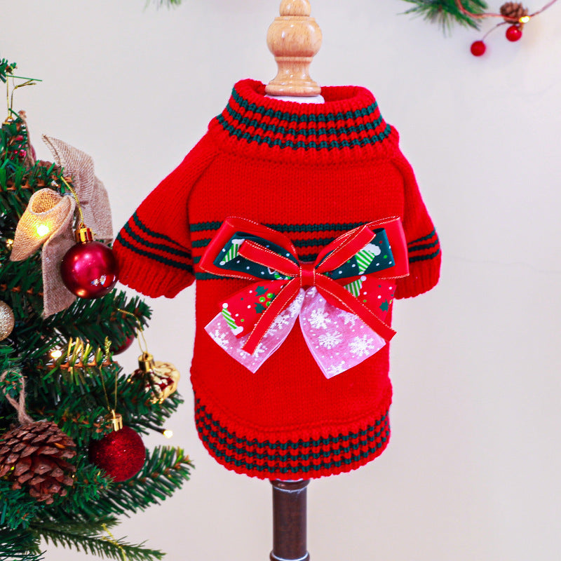 HKM-024083 Warm Christmas and New Year Pet Sweater in Red and Green for Sizes XS-XL