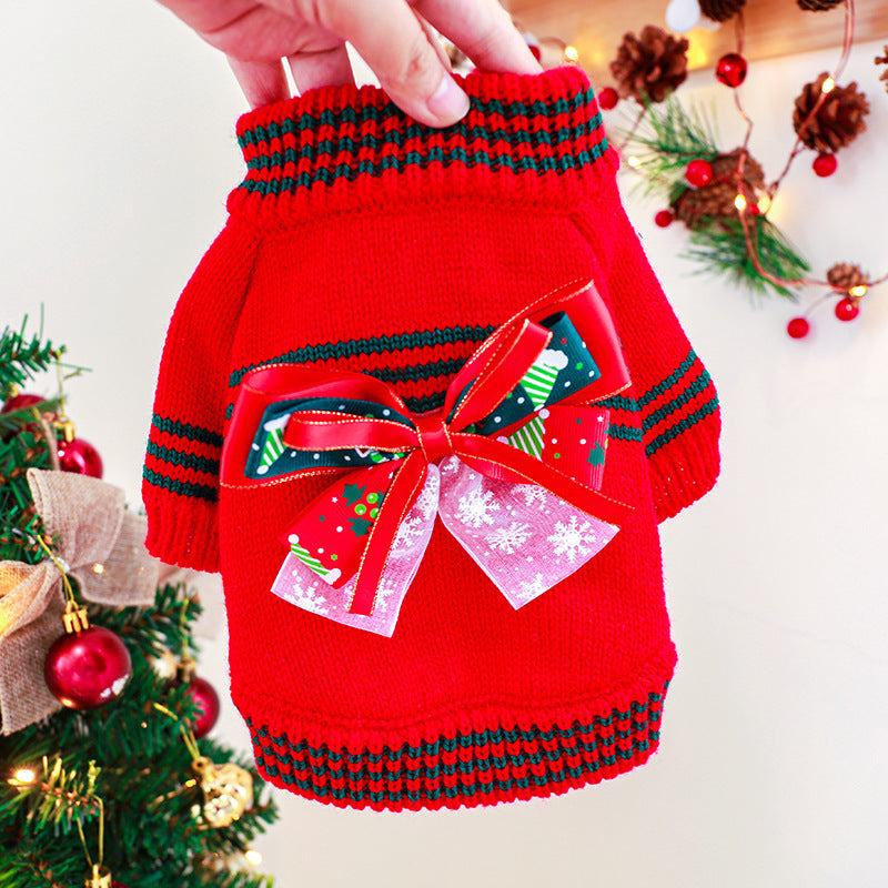 HKM-024083 Warm Christmas and New Year Pet Sweater in Red and Green for Sizes XS-XL