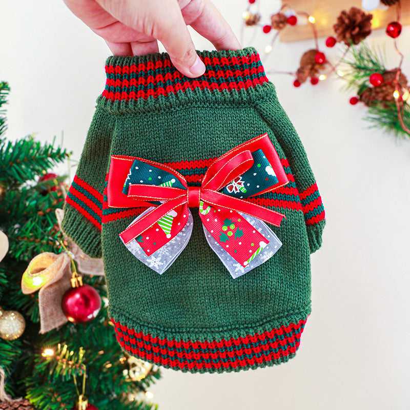 HKM-024083 Warm Christmas and New Year Pet Sweater in Red and Green for Sizes XS-XL