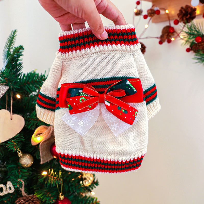 HKM-024083 Warm Christmas and New Year Pet Sweater in Red and Green for Sizes XS-XL
