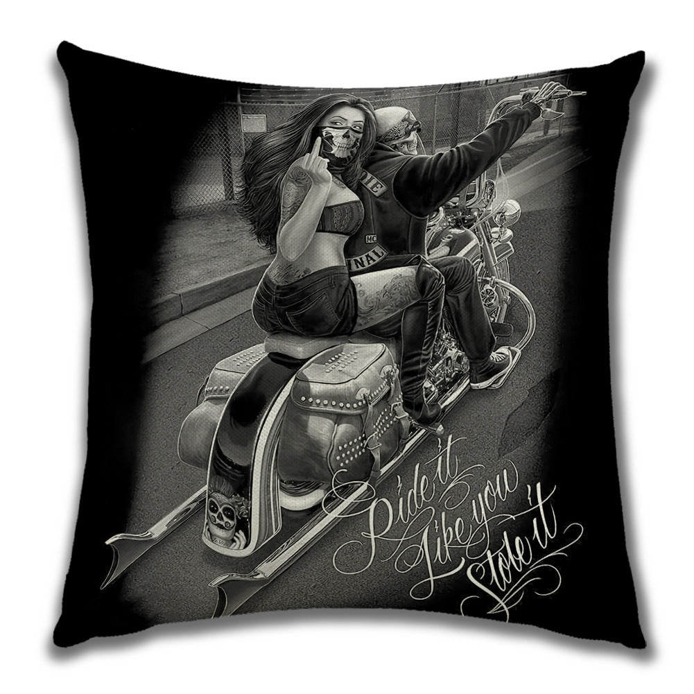 HKM-024211 Plush Decorative Pillow Cushion - People Pattern, 45x45cm for Home and Outdoor Spaces