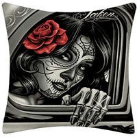 HKM-024211 Plush Decorative Pillow Cushion - People Pattern, 45x45cm for Home and Outdoor Spaces